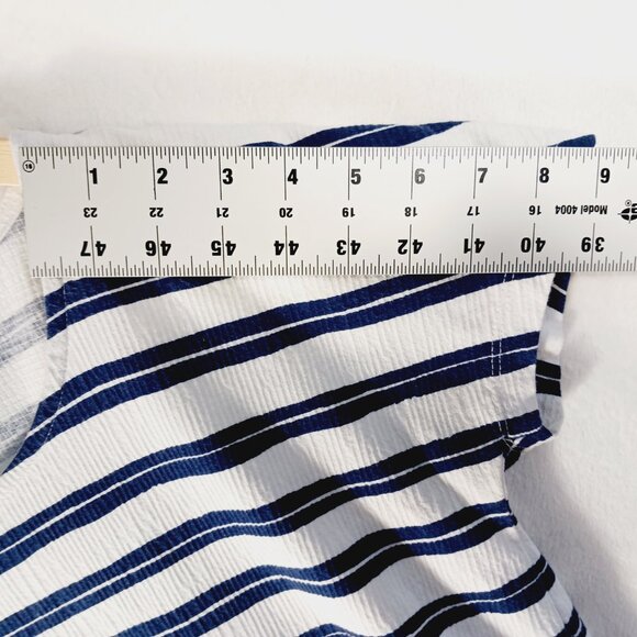 Lands End, Navy & White Stripe Short Sleeve Tee Slightly Ribbed Fabric Preppy XS - Picture 10 of 12